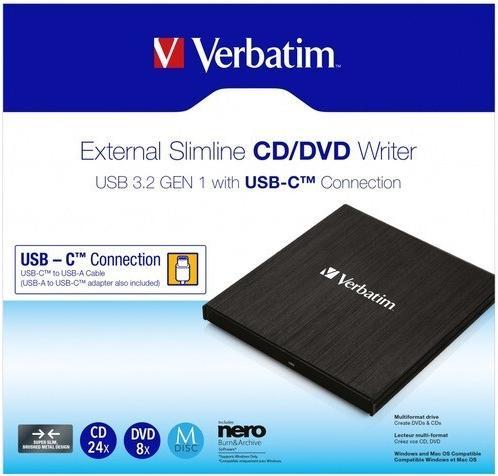 Image du produit Verbatim Simline CD / DVD ReWriter USB-C (Graveur de DVD)