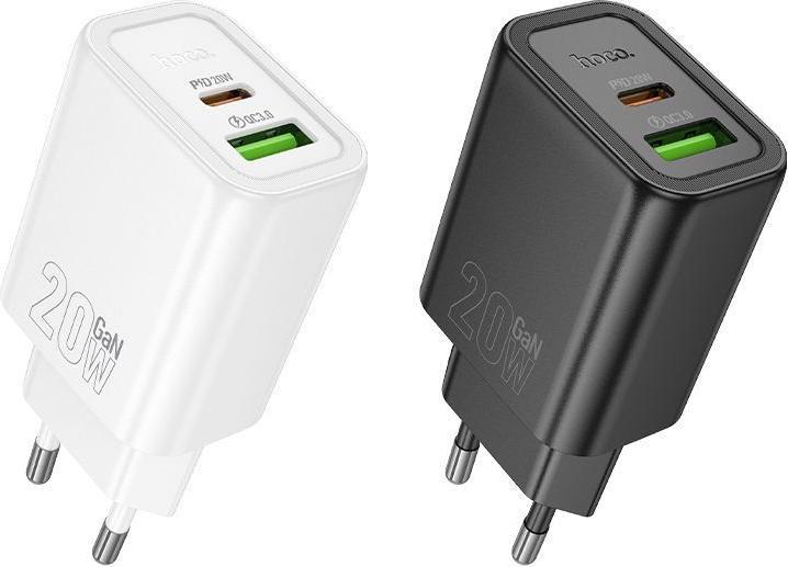 Actual product image Hoco Adapter N61 Gentle PD20W+QC3.0 charger(EU) Black (20 W)