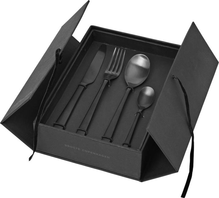 Produktbild Broste Copenhagen Cutlery set Hune, 16 pc - Stainless steel - Titanium Mat Black (16 Stück, Besteck Set)