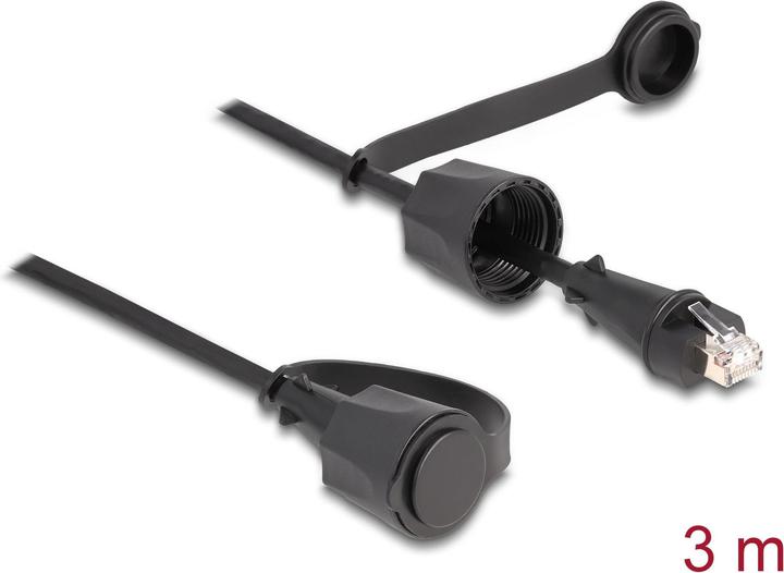 Produktbild Delock Netzwerkkabel RJ45 Stecker zu RJ45 Stecker Cat.6 STP mit Verschlusskappe Outdoor IP68 staub- und was (S/UTP, CAT6, 3 m)