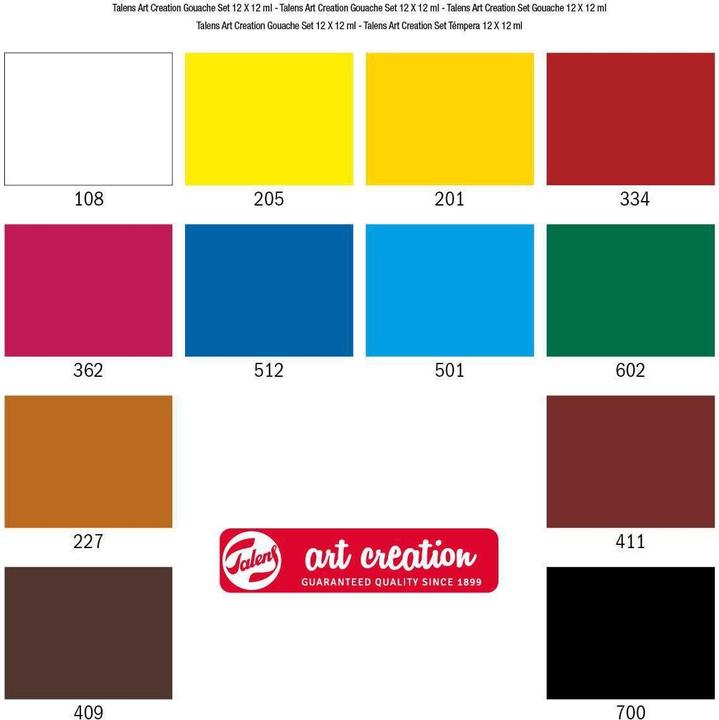 Image du produit Talens Gouache Art Creation 12x12ml en étui carton (Multicolore, 12 ml)