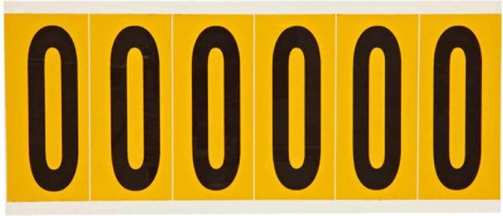 Image du produit Brady 1550-0, B-946, vinyle, lettrage : 0, noir sur jaune, 38 x 89mm, hauteur des caractères 75mm(25 K. á