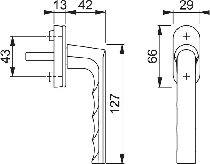 Actual product image Hoppe Window handle Hamburg 0700L/U26 Aluminium F9 Aluminium steel-coloured 32-42 mm Standard