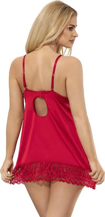 Image du produit Subblime Babydoll En Satin Avec Dentelle Rouge S/M (S, M)