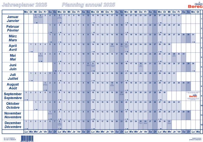 Actual product image Berec Paper annual plan A5 B5605/21 2021, blue (A5, No binding, German, French)