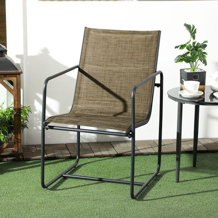 Produktbild Swisshandel24 Gartenstühle 2er-Set, Gartensessel Set mit Armlehne, Mesh, Stahl, Braun, 54x66,5x88cm
