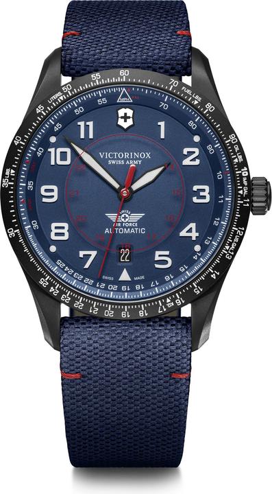Victorinox Airboss Mecha 42, BLK PVD, BLE dial, BLE nylon str (Fliegeruhr, 42 mm)