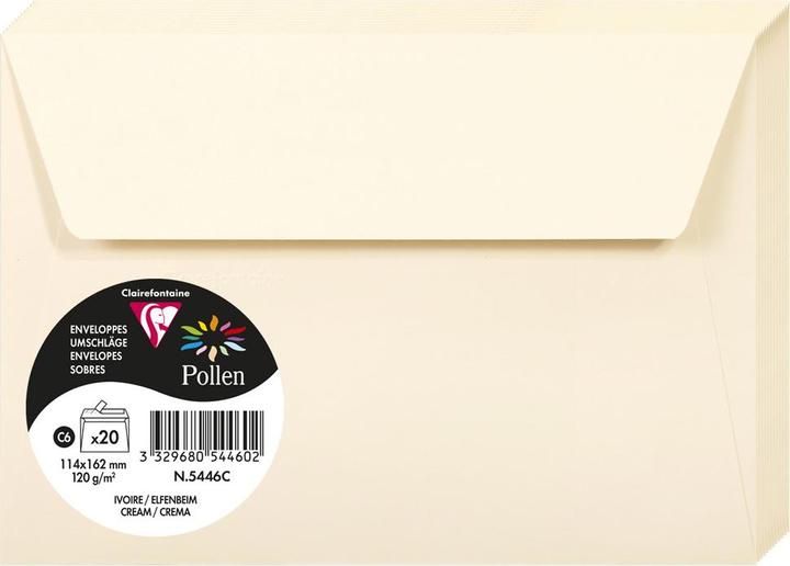Image du produit Clairefontaine Enveloppe Pollen Format de l'enveloppe : DIN C6 Dimensions : 162 x 114 mm (l x h) (114 x 162 mm, C6, 20 x)
