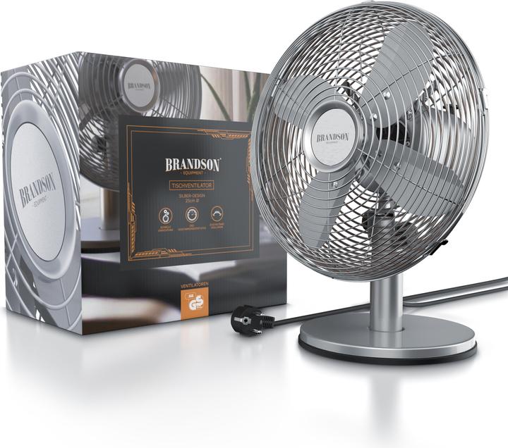 Image du produit Brandson Ventilateur de table, design rétro, oscillation, angle d'inclinaison env. 40°, boîtier métallique (50 dB)