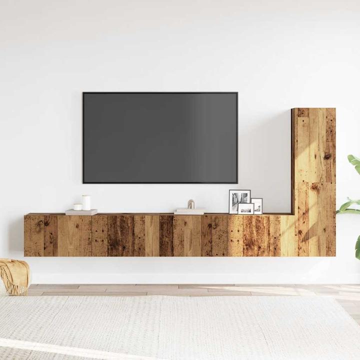 Produktbild VidaXL 3-tlg. TV-Schrank-Set Wandmontage Altholz-Optik Holzwerkstoff (100 x 30 x 30 cm)