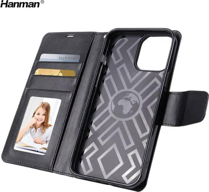 Produktbild Hanman Apple iPhone 12 Mini - Mill Flip Case mit 3 Kartenfächern, schwarz (Apple iPhone 12 mini)