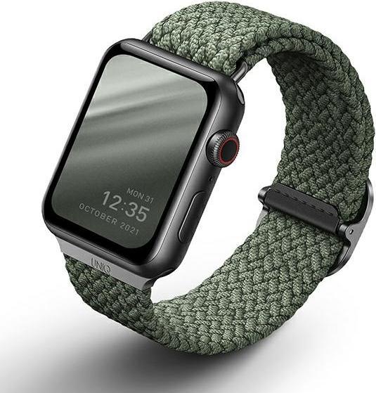 Produktbild Uniq strap Aspen Apple Watch 44/42 / 45mm Series 4/5/6/7/8 / SE / SE2 Braided green / cypress green (42 mm, 44 mm, 45 mm, Weavex™-Material)