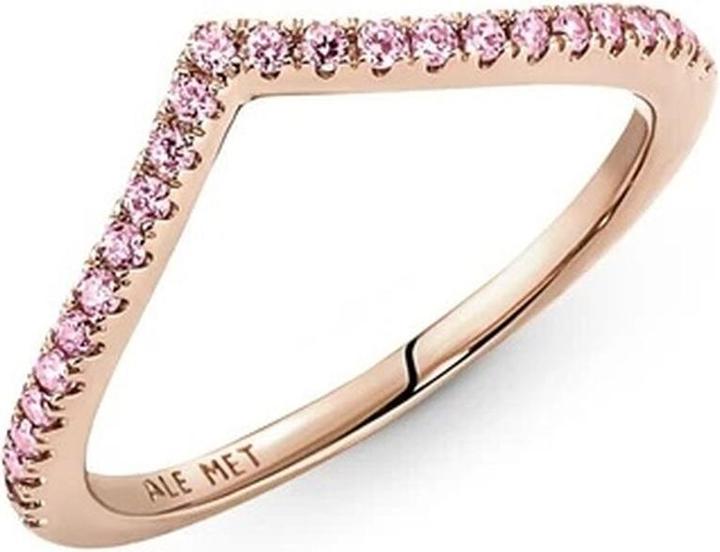 Produktbild Pandora 14kt Rose Gold Sparkling Wishbone Pink Ring (48)
