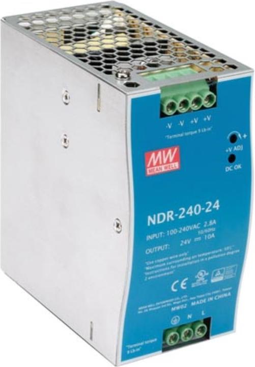Produktbild MeanWell NETZTEIL - 1 AUSGANG - 240 W - HUTSCHIENENMONTAGE - 24 V 10 A - FÜR INDUSTRIELLE ANWENDUNG (240 W)