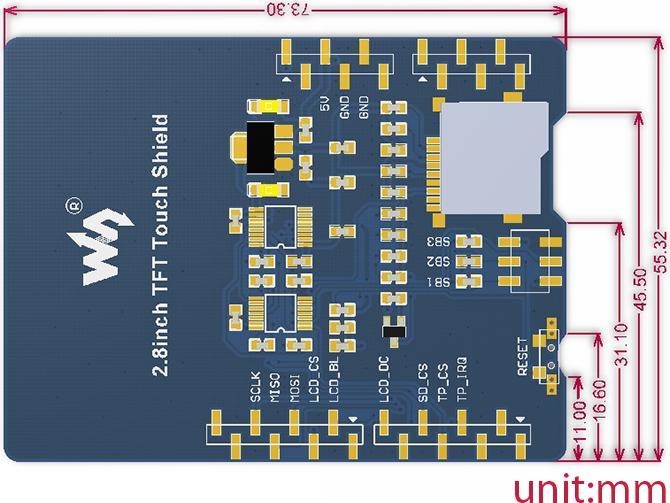 Immagine prodotto WaveShare Schermata touch screen TFT da 2,8 pollici per Arduino