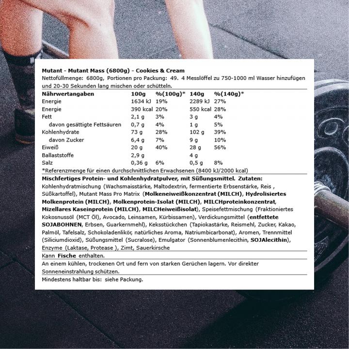 Produktbild Gladiatorfit Gainer Mutant Mass 6.8kg Mutant (Cookies and Cream, 1 Stk., 6800 g)
