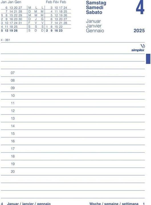 Produktbild Simplex Umlegeblock gelocht (12 x 17 cm, Deutsch, Englisch, Italienisch, Französisch)