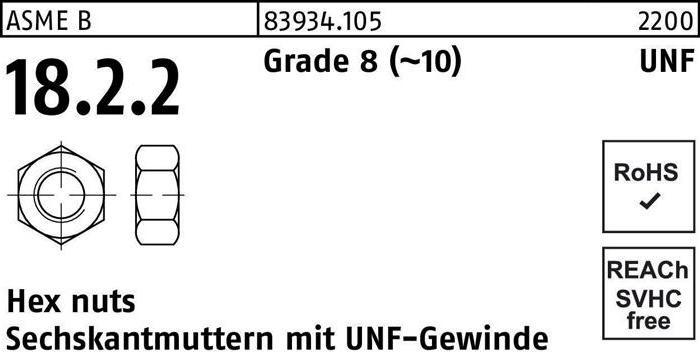 Produktbild Sechskantmutter R 83934 m.UNF-Gewinde 1 1/8 Grade 8 (10) (UNF10-32)