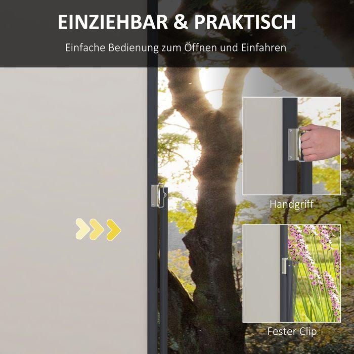 Produktbild Swisshandel24 Seitenmarkise Ausziehbar, 300x140cm Gartenmarkise, Sichtschutzwand mit UV-Schutz, Windschutz, Metall (3 m)