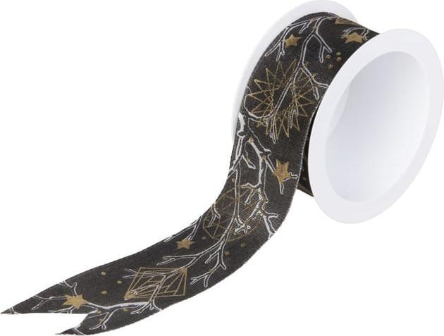 Geschenkband - Ornamente - anthrazit/gold - ca. 200 x 4 cm (Geschenkband)