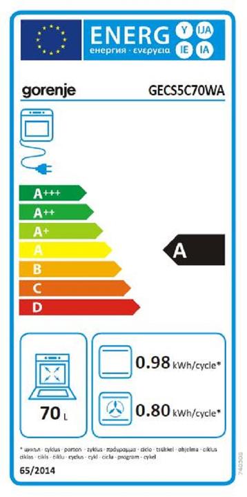 Label énergétique Gorenje GECS5C70WA