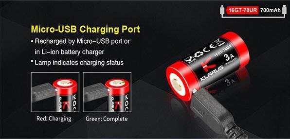 Produktbild Klarus 16GT-70UR, 700mAh (1 Stk., 700 mAh)