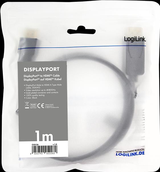 Immagine prodotto LogiLink DisplayPort — HDMI (Typ A) (1 m, DisplayPort)