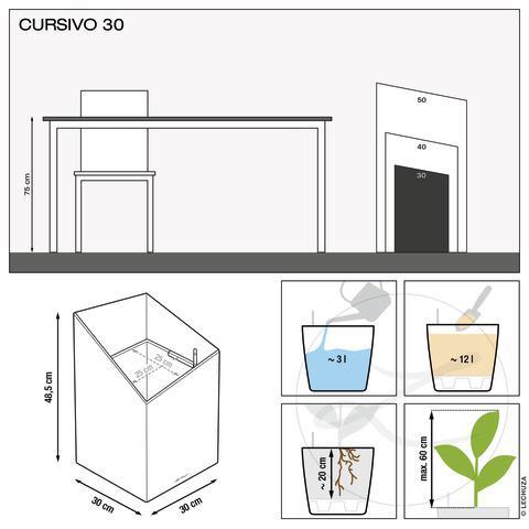 Actual product image Lechuza Premium Collection CURSIVO 30 all in one black high gloss (30 cm)