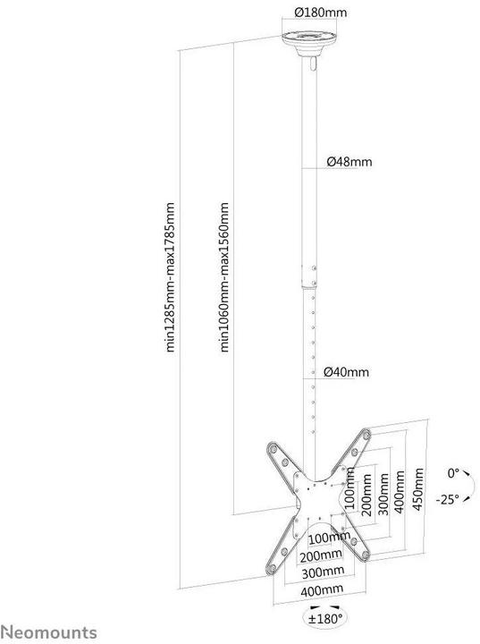 Immagine prodotto Neomounts FPMA-C340BLACK (Soffitto, 75")