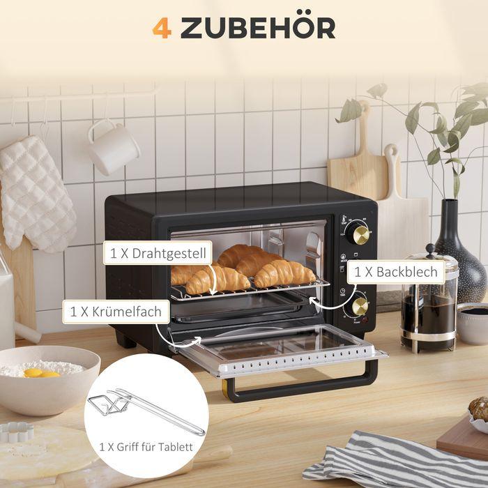 Produktbild Swisshandel24 Minibackofen 16 L 1400W Mini Backofen 100-230℃ 60 Min. Timer Schwarz