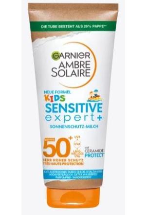 Produktbild Garnier Ambre Solaire Sensitive Kids (Sonnenmilch, SPF 50+, 175 ml, 193 g)