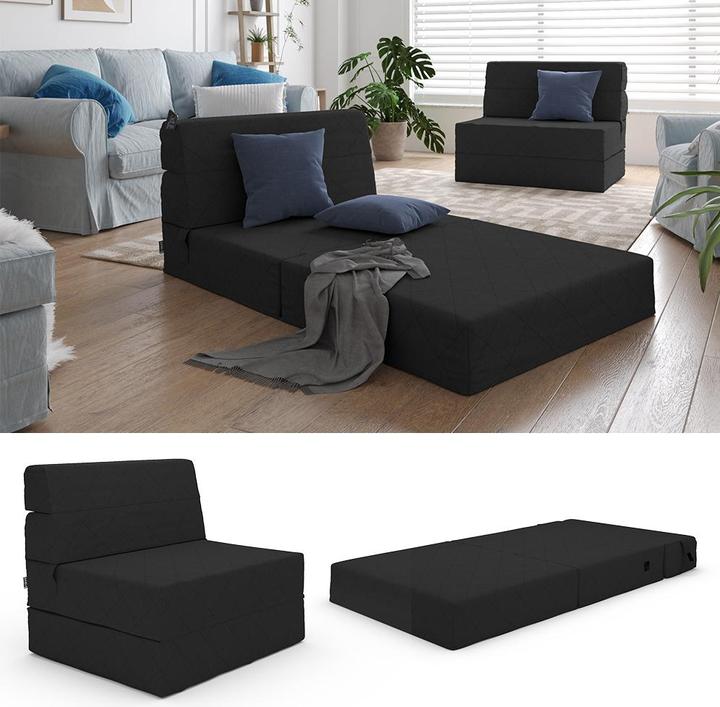 Produktbild VitaliSpa Sofa Lima, Schwarz, 100 cm mit Schlaffunktion