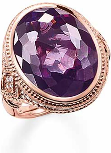 Thomas Sabo Ring violett Zirkonia rosè vergoldet TR2032-416-13 (52, 925 Silber)
