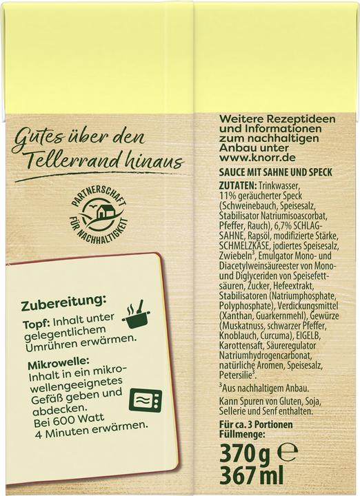 Nährwerte und Zutaten Knorr Speciale al Gusto Carbonara (370 g)