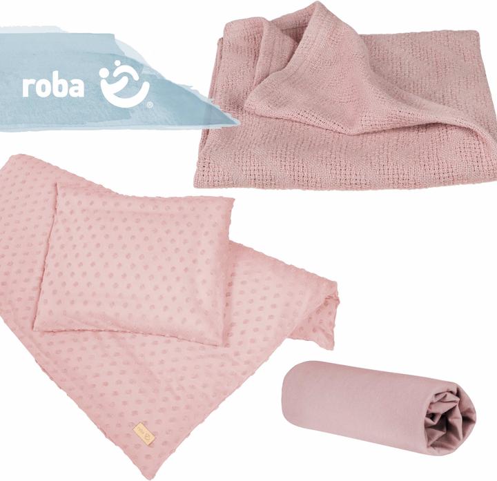 Roba Set regalo BIO Jersey Sleeping Small Lil Planet rosa (80 x 80 cm, 35 x 40 cm, 80 x 80 cm)
