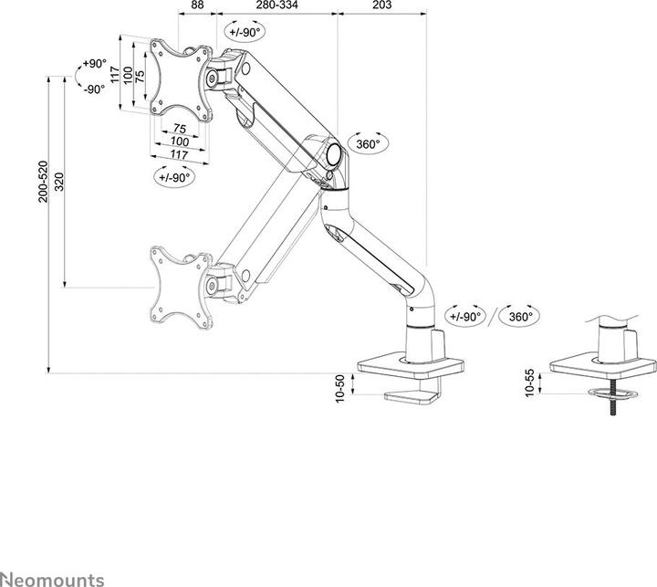 Actual product image Neomounts Select Desk Mount, single disp (Table, 49.02")