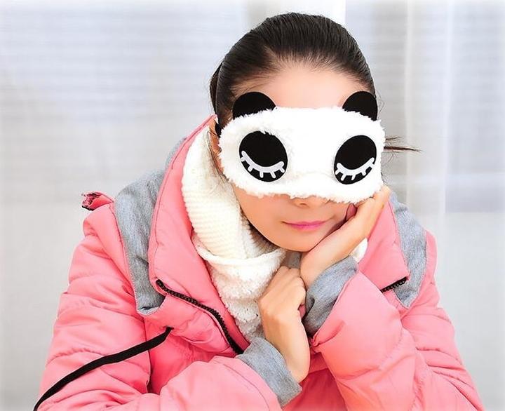 Actual product image JTI Eyes Closed Panda, fluffy sleep mask for travelling and relaxation (Sleeping mask)
