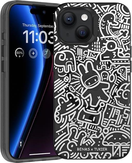 Actual product image Benks Collaboration Case iPhone 15 Pro - Black White Rabbit (Apple iPhone 15 Pro)