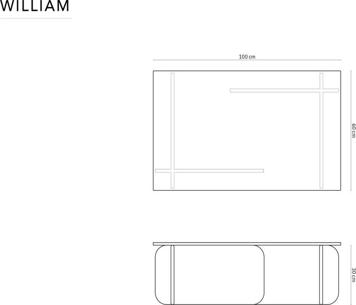Actual product image Micadoni Glass Coffe Table, "William", 60x100x30Made in Europe (60 x 100 x 30 cm)