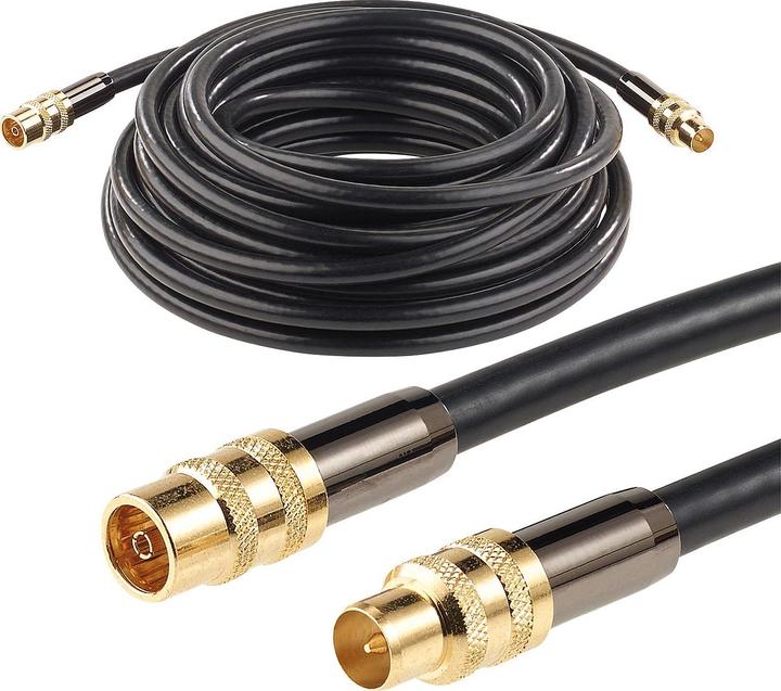 Produktbild Auvisio Premium-HDTV-Antennenkabel, Koaxial-Stecker, 10 m, schwarz, 105 dB (105 dB, Antennenkabel)