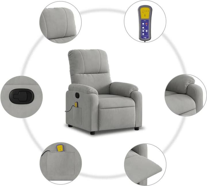 Produktbild VidaXL Massagesessel Hellgrau Mikrofasergewebe,Farbe