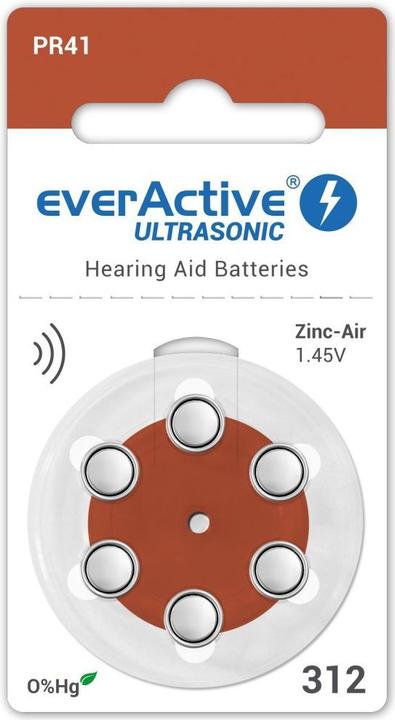Everactive Ultrasonic 312 - Hörgerätebatterien (6 Stk., A312)