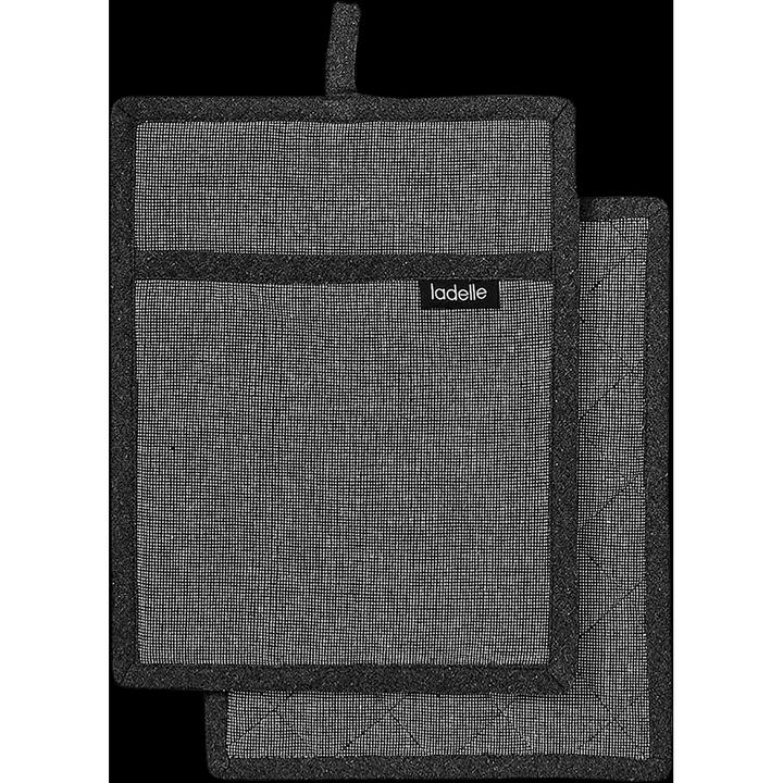 Actual product image Ladelle Set of 2 recycled pot holders Eco anthracite 19 x 24 cm (Recycled cotton & polyester)