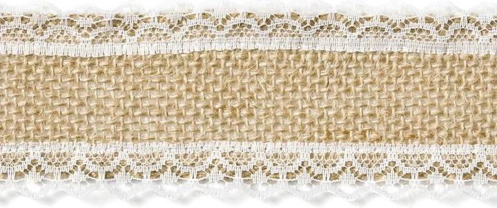Actual product image Partydeco Jute tape with lace, 5x500cm (1 pkt / 1 pc.) (Gift ribbon, 1 x)