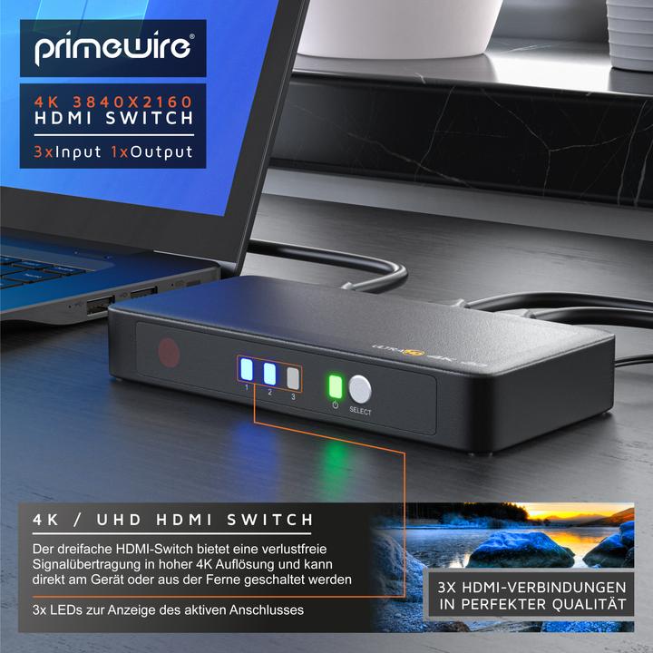 Immagine prodotto Primewire Switch HDMI 2.0 a 3 porte