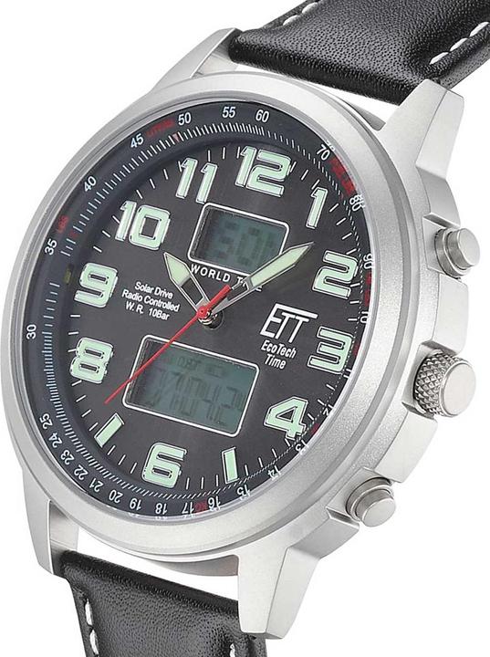 Produktbild ETT EGS-11301-22L Solar Drive Funkuhr Hunter II Chronograph Herrenuhr (Funkuhr, 48 mm)