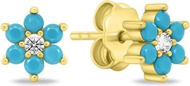 Brilio Silver - Charming gold-plated earrings with turquoise zircons EA846YTQ