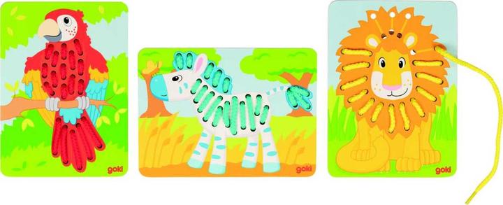 Actual product image Goki Parrot, Lion, Zebra (3 pieces)