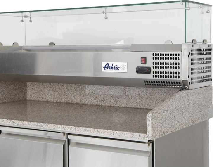 Produktbild Hendi Pizzatisch dreitürig mit kühlvitrine 380+40 l 230V (254 l)