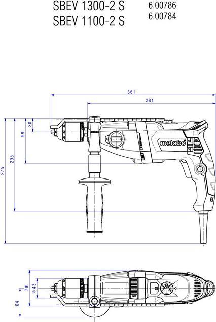 Image du produit Metabo Perceuse à percussion SBEV 1100-2 S (600784500)  mallette en plastique (Fonctionnement sur secteur)